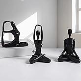 Ni-JASW Black Meditation Yoga Statues Set of 3, Resin Zen Yoga Figurines for Bookself, Home Decor, Gifts