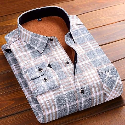 NKSS Men Winter Warm Shirt Long Sleeve Men Thicken Casual Fashion Plaid
