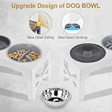Polegas 3-in-1 Elevated Dog Bowl Stand with Slow Feeder White view 3