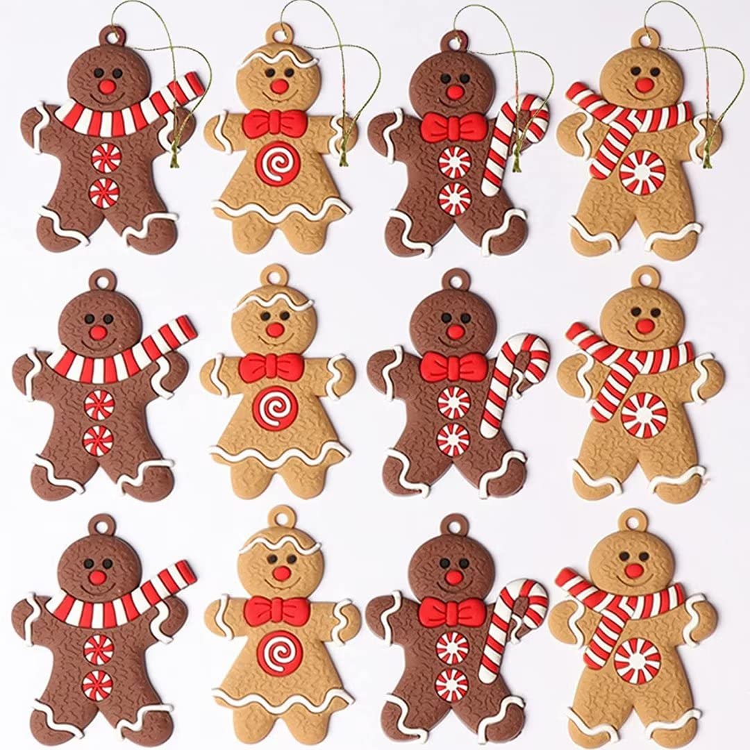 HERZWILD Christmas Gingerbread Ornaments Ginger Man Christmas Tree Hanging Ornaments Decorations (12-jiangbingren)