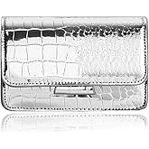 GRUMOTA Small Crossbody Purse Bag for Women，Y2K Cute Metallic Croc-Embossed Handbag with Chain Strap