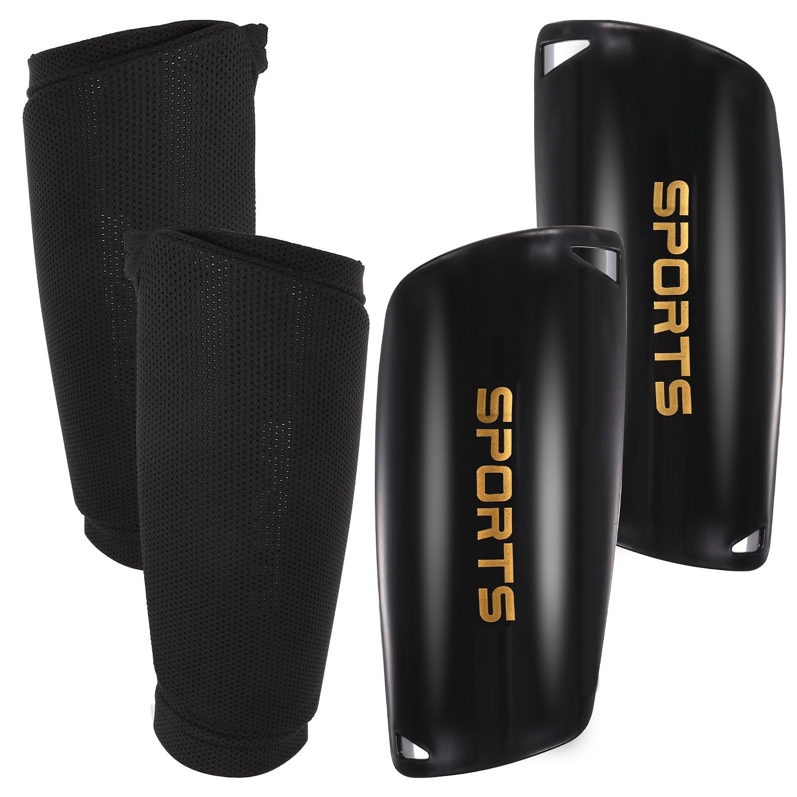 Fuyamp Football Shin Pads incl. Sleeves with Optimized Insert Pocket,Kids Adults Football Shin Guards Set Soccer Protective Shin Pads Equipment for Kids Teens Adults boys girls(M)