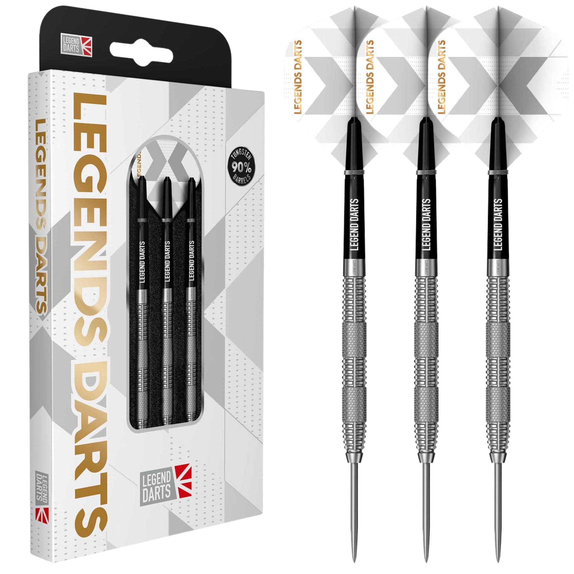 Legend Darts | Steel Tip Darts Set | 90% Tungsten | Pro Series | V30 | Dual Knurl | Multiple Weights Available. (24, Grams)