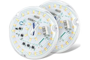 HAOLEDI 2-Pack 3.94'' 15W LED Ceiling Fan Light Retrofit Kit, Ceiling Light Replacement Panel PCB 3CCT 3000K 4000K 6000K 1800LM 120V CRI90 (2-Pack 3CCT)