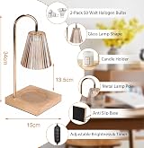 SHANNA Electric Candle Warmer Lamp Dimmable Timer 2 Bulbs Golden view 2