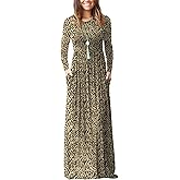 EUOVMY Women's Long Sleeve Loose Maxi Dresses Casual Long Dresses with Pockets