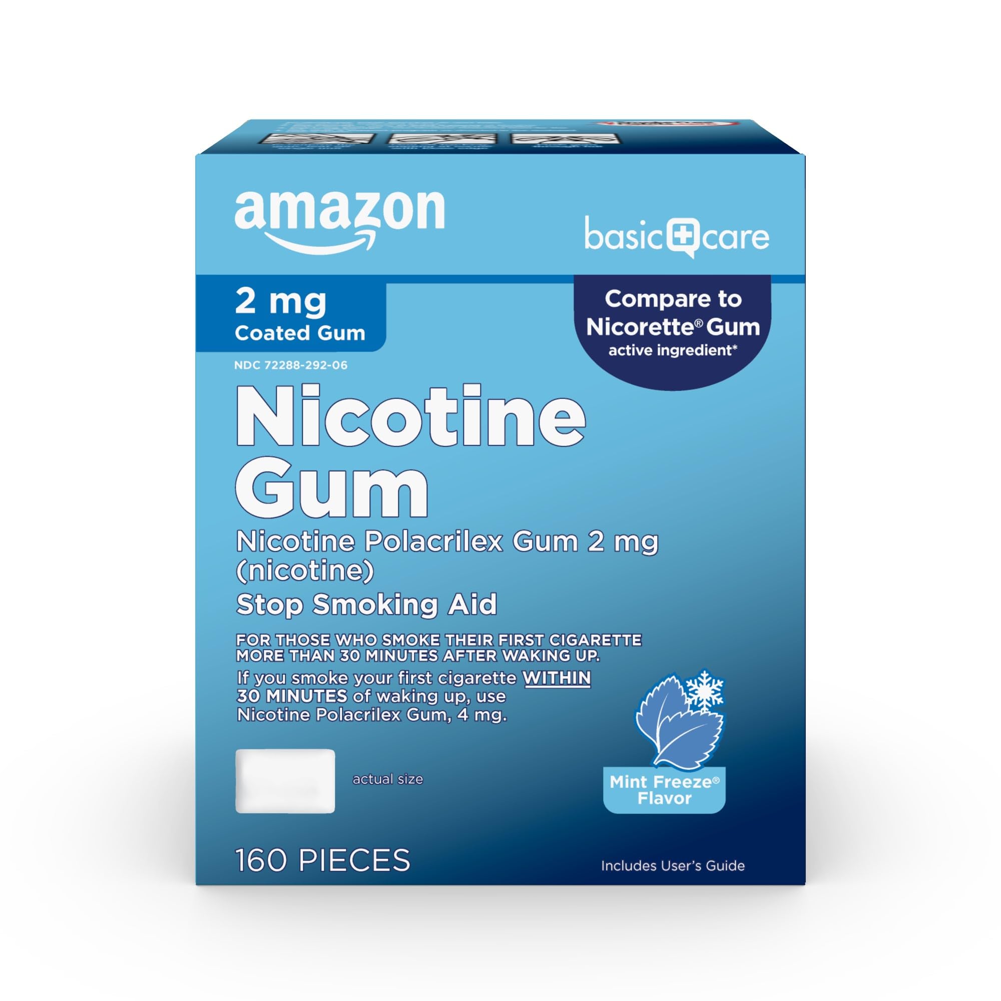 Photo 1 of *USED/INCOMPLETE** Amazon Basic Care Coated Nicotine Gum 2 mg, Ice Mint Flavor, Stop Smoking Aid, Relieves Nicotine Cravings to Help You Quit Smoking Cigarettes, 160 Count