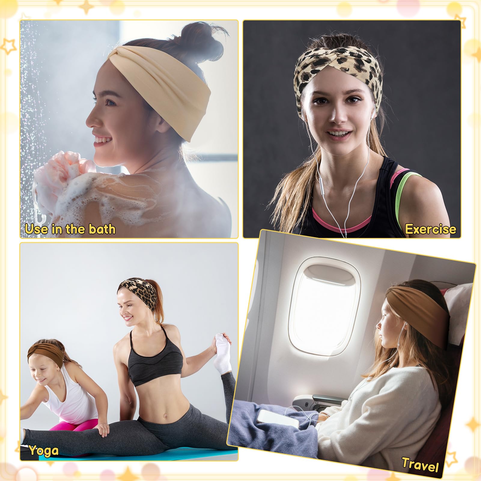 ViEinkaufen 6 Pcs Headbands for Women's Hair, Elastic Head Bands Wide Soft Ladies Headband Boho Fashion Knotted Head Bands Hair Accessories for Women