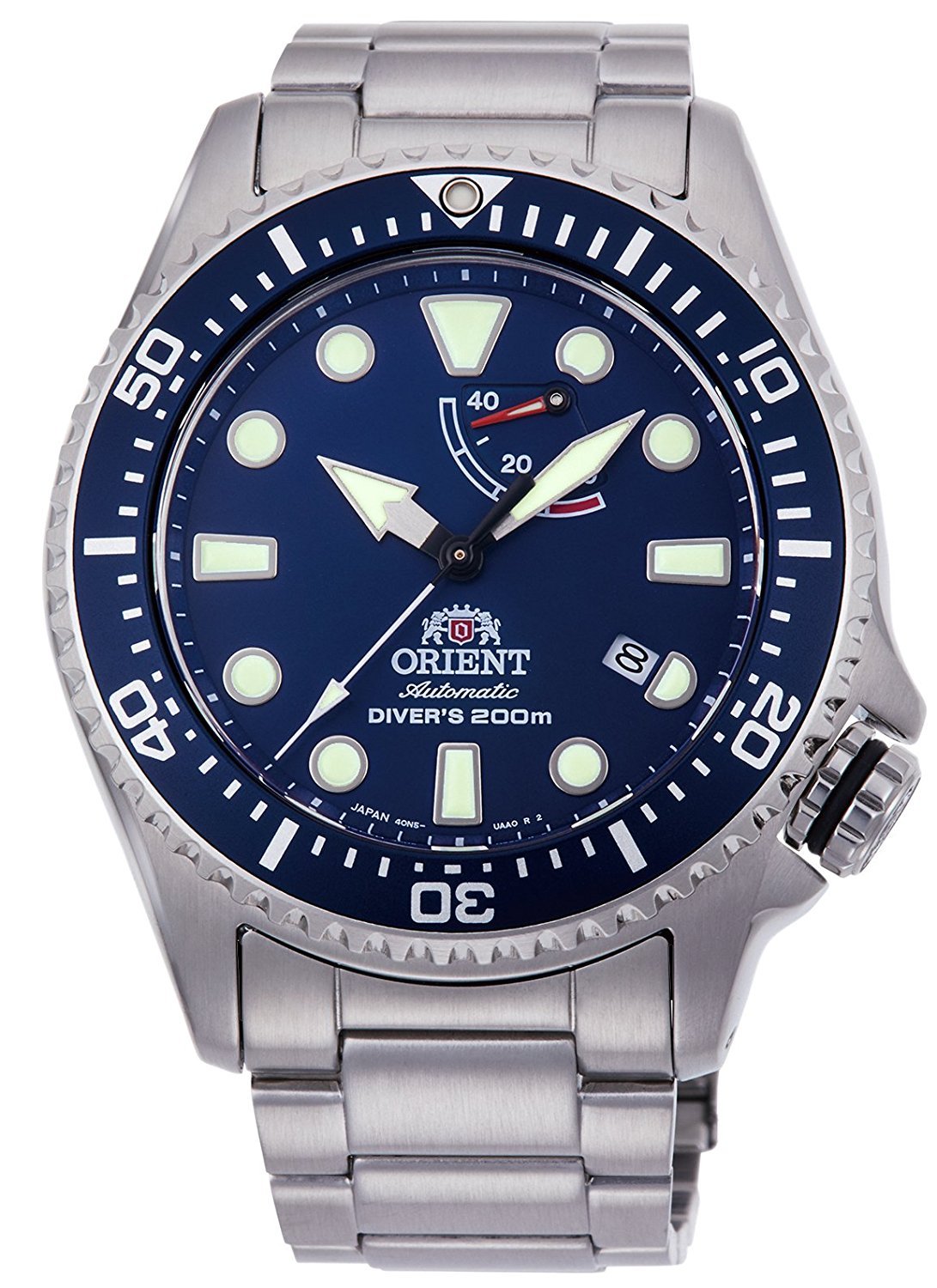 ORIENT JIS Men's Standard Fit Scuba Diving 200M Waterproof Full Scale Diver Mechanical Watch RA-EL0002L, Bracelet Type