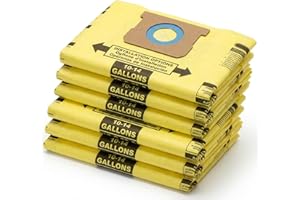 6 Pack Shop Vac Bags 10-14 Gallon, Vacuum Bags Compatible with Shop vac Type I 90672 9067200, Type F 90662 9066200 9066233, D