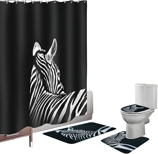 Amazon Com Amagical 16 Piece Bathroom Rug Set Zebra Black Bath