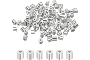 uxcell 0.03"(0.8mm) Aluminum Crimping Loop Sleeve, Wire Rope Stop Sleeve Round Crimp Ferrules for Wire Rope and Cable Ferrule