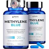 Methylene Blue Capsules 20mg - Pharmaceutical Grade, 3-in-1, 120 Ct, 2-Pack | Focus Fuel + Antioxidant Support* | Ultimate Methylene Blue Pharmaceutical Grade | Vitamin C Ester + Organic Cacao