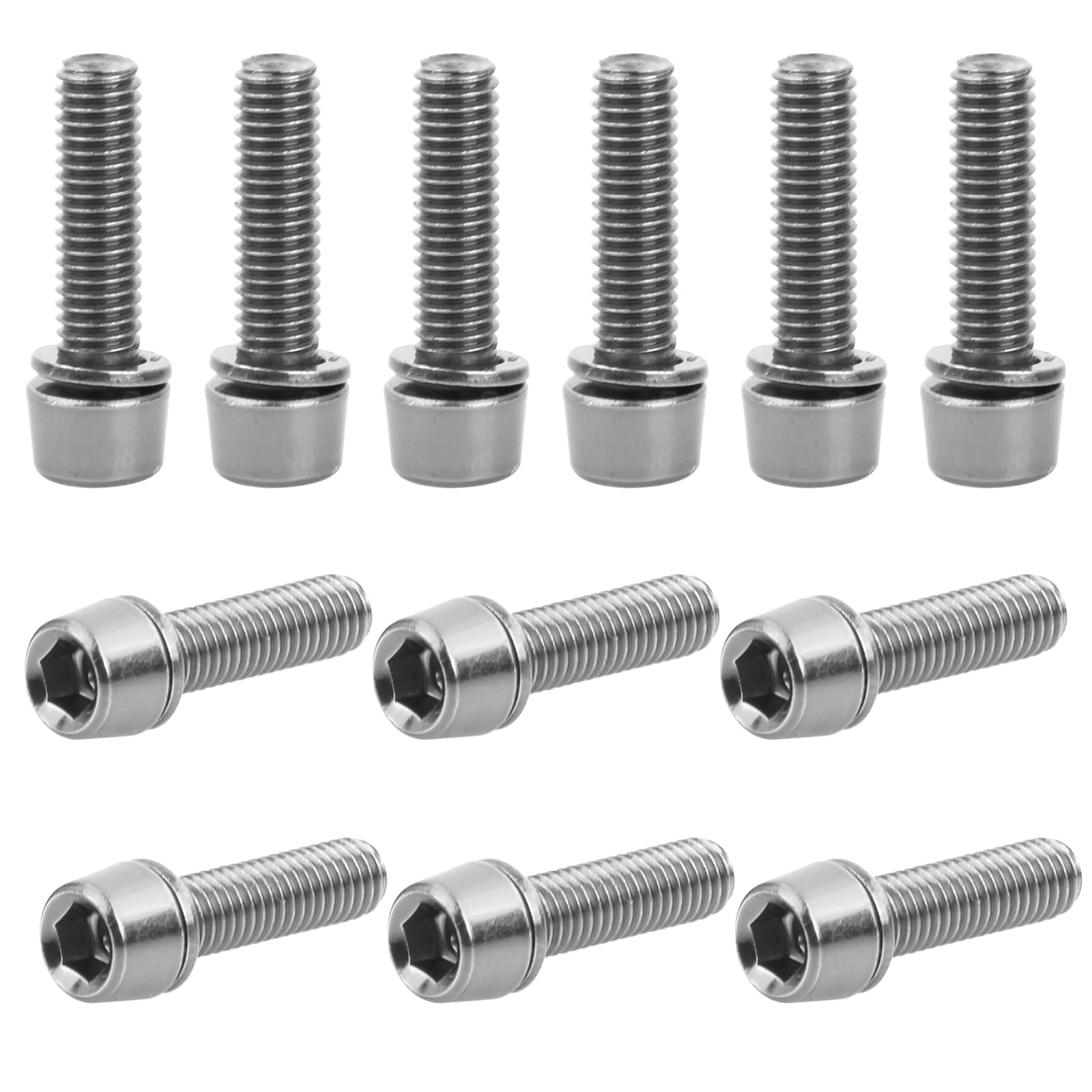 12 Pcs Bike Stem Bolts, M5x18mm Fixed Screws with Washers, 6 Colors, Stainless Steel Disc Brake Caliper Bolts for Road Mountain Bicycle (Silver)