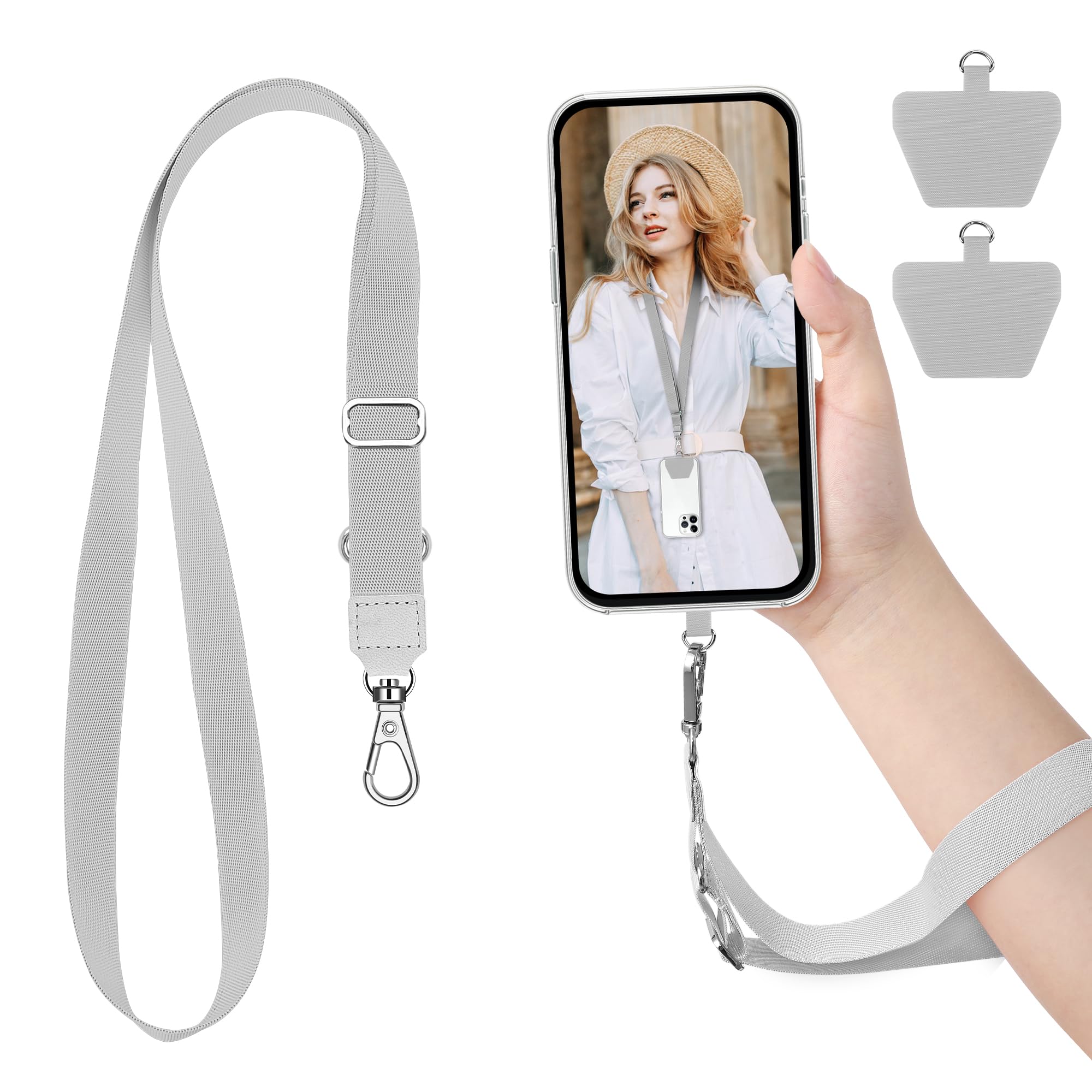 takyu Cell Phone Lanyard Strap Adjustable Neckstrap Universal Compatible with iPhone 8,7 6S iPhone 6S Plus, Google Pixel LG HTC Huawei P10 4.7-5.5 inch Smartphone (Grey)
