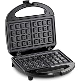 Elite Gourmet Maxi-Matic Electric Nonstick Belgian Waffle Iron Snack Maker Machine, Breakfast, Sandwiches, Compact &amp; Portable, 2 Slice, Black