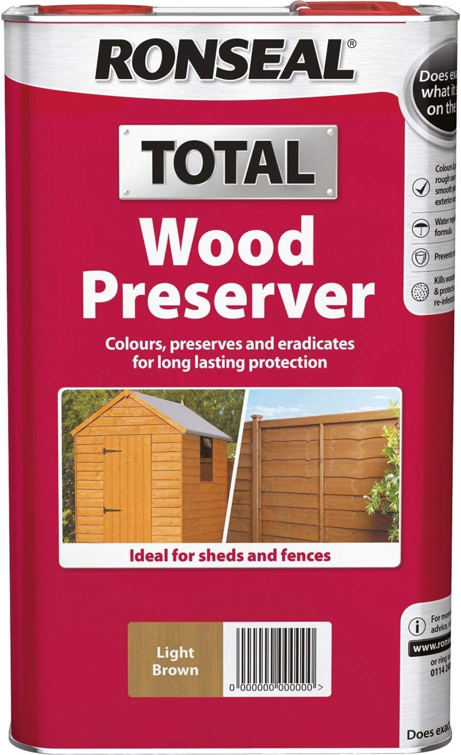 Ronseal RSLWPBK5L 5 Litre Total Wood Preserver - Black
