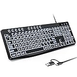 OMOTON Large Print Keyboard Wired with Dual