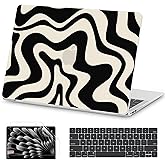 AKIT Compatible with MacBook Pro 13 inch Case M2 M1 A2338 2026 2025-2016 M2 M1 A2338 A2251 A2289 A2159 A1989 A1708 A1706, Pattern Hard Shell Laptop Case&Keyboard Cover&Screen Protector, Black Wave