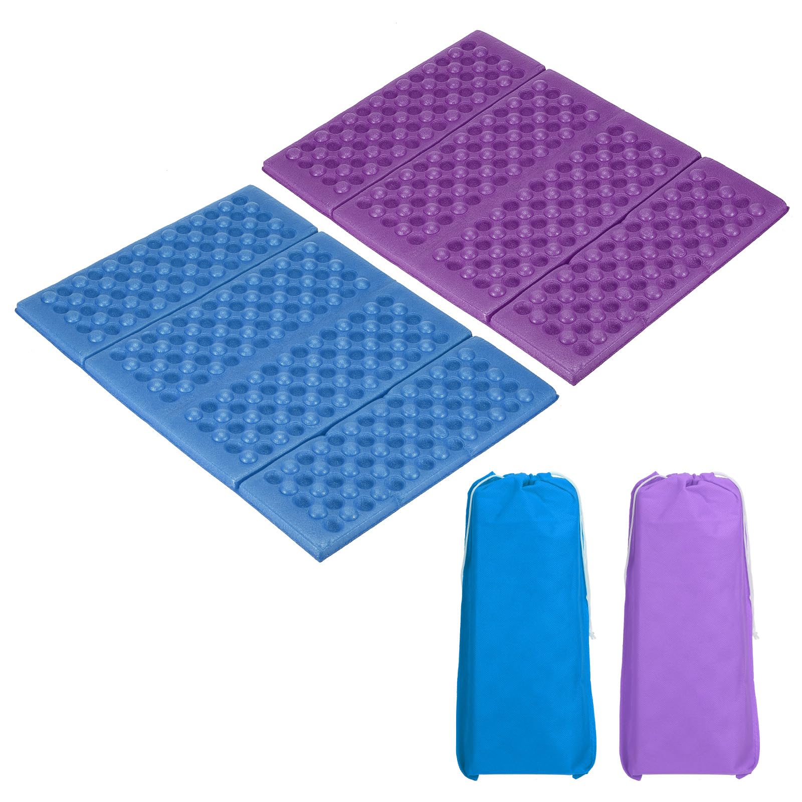 PATIKIL 15"x10.6"x0.4" Foldable Hiking Seat Pad, 2 Pack XPE Cushion Sitting Pads Foam Mat Waterproof for Outdoor Camping Picnic Stadium, Blue/Purple