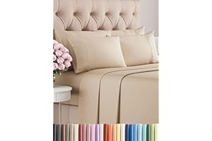 CGK UNLIMITED King Sheets Set 6 Piece - Bed Sheets King Size - Soft Hotel Luxury Bedding - Cooling, Comfy & Breathable - 1 Flat & 1 Fitted & 4 Pillowcases with Deep Pockets - Wrinkle Resistant & Fade Free - Cream