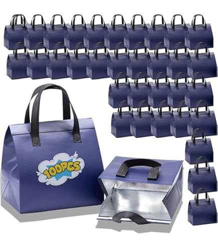 100 Pcs Insulated Take Away Bags, Disposable Lunch Bags For