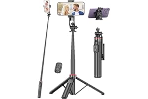 52" Selfie Stick Tripod, Aluminum Smartphone Tripod Stand with 1/4" Screw & Detachable Phone Holder Portable Travel Tripod Ex