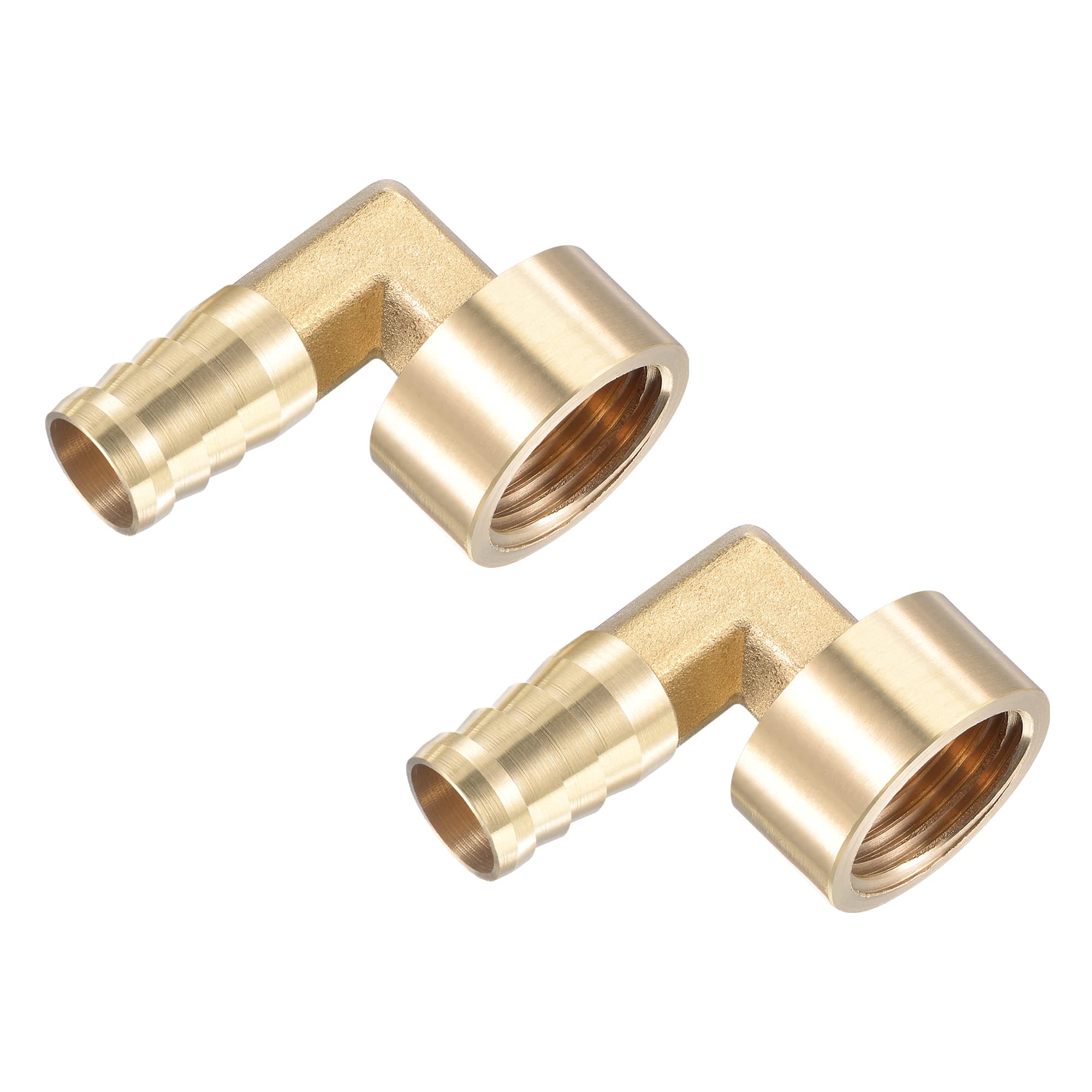 M METERXITY 2 Pack Brass Hose Barb Fittings - 90 Degree Elbow Brass 16mm Barb Connector Apply to Water Fuel (G1/2 Female Pipe)