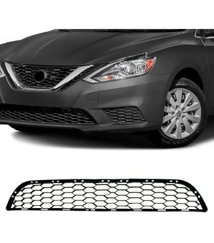 ANTUKO Front Upper Grille – Nissan Sentra 2016-2018 – Honeycomb, Black With Chrome, Direct Fit, 62310-3YU0A