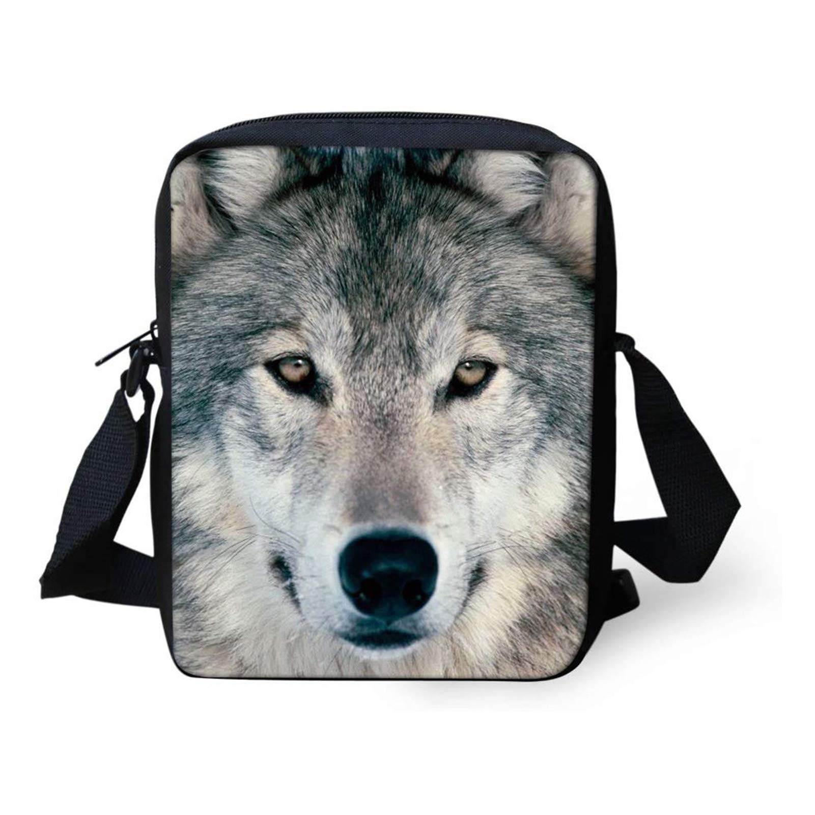 Coloranimal Travel Mini Messenger Shoulder Bag Cool Animal Wolf 3D Pattern Lightweight Crossbody Purse for Men Women Handbag School Bookbag for Child Girls Boys Daily Pouch — image 1