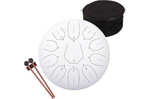 LOMUTY Steel Tongue Drum 12 Inch 11 Notes for Adults - Ethereal Metal Instrument for Meditation & Yoga with Music Book, Malle