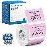 POLONO Genuine Thermal Labels for PM220S Label Makers, 1.57"x1.18" (40x30mm) Thermal Label, Waterproof, Multi-Purpose Self-Adhesive Labels for Small Bussiness, Office, School, 230 Labels/Roll (Pink)