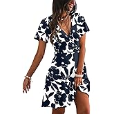 RUMIA Womens Casual Dresses Wrap V Neck Dress A-Line Ruffle Sleeve Summer Sundress Fashion 2026