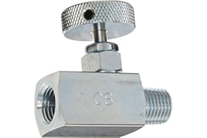 PIC Gauges NVS-CS-1/4-GS180-MXF Carbon Steel Small Body Straight Needle Valve w/ Round Handle (Gas), 1/4" Male NPT x 1/4" Female NPT, 6000 psi Pressure