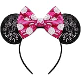 ODOCARE Handmade Mouse Ears Headband for Women and Ladies, Polka Dot Bow Minnie Ears Costume Accessories