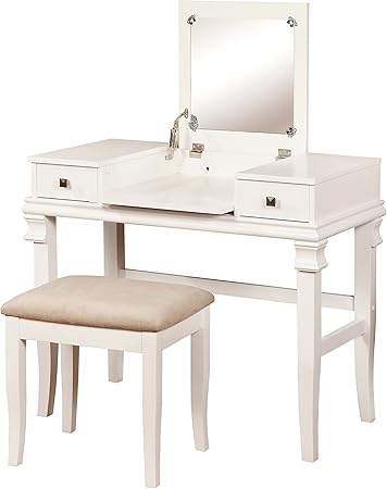 Amazon Com Linon Angela Vanity Set White 30 X 36 X 18 Furniture Decor