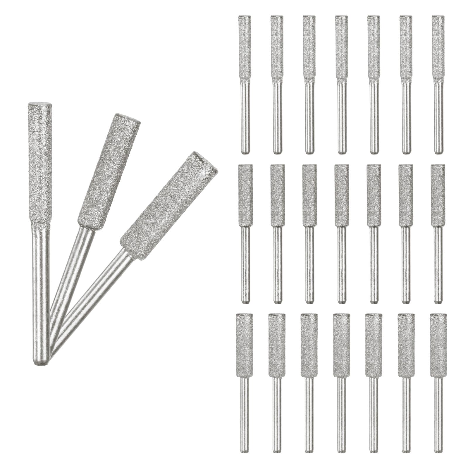 M METERXITY 24-Pack Diamond Chainsaw Sharpener, 5/32", 3/16", 7/32" High Hardness Grinding Stone Chainsaw Sharpening Kit for Electric Chainsaw Sharpener/Stone Carvings [3mm Silver]