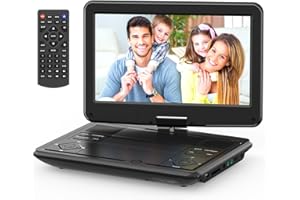 12.5" Portable DVD Player with 10.5" Swivel Screen, 5-Hours Rechargeable Battery,Car DVD Player,Support CD/DVD/SD Card/USB,Re
