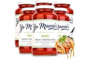 Keto Tomato Basil Sauce For Pasta, Pizza, & Spaghetti by Yo Mama's Foods - Pack of (6) - No Sugar Added, Low Carb, Low Sodium