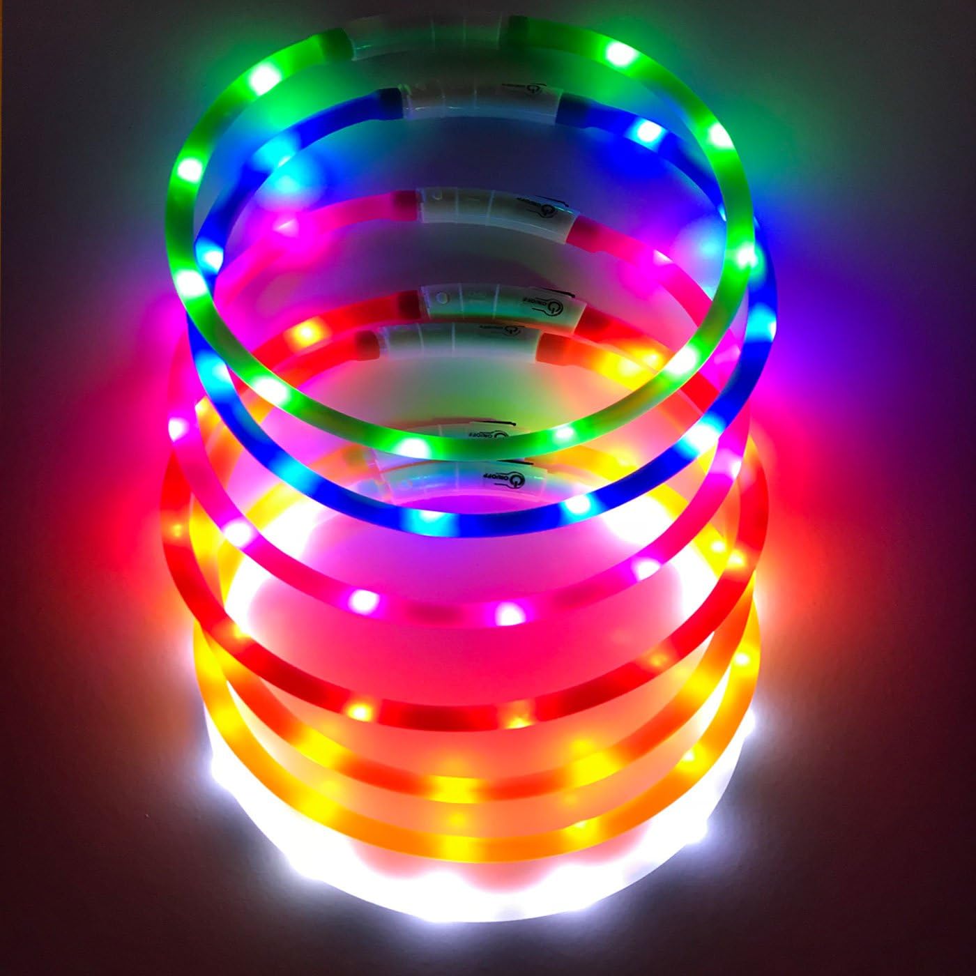PetSol LED Dog Collar Extra Bright USB Rechargeable, Fits All Dogs, 20cm to 70cm, Easy CutTo