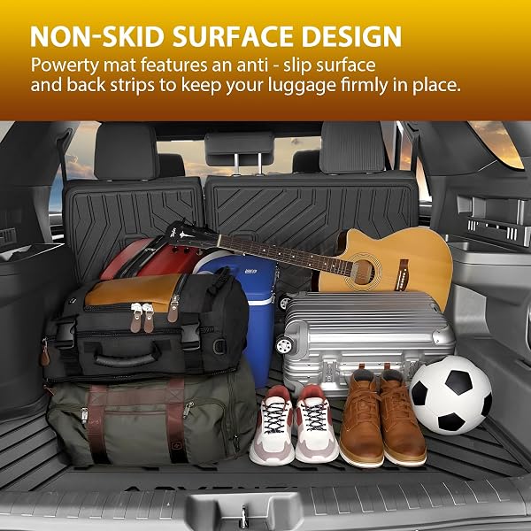 POWERTY FLOOR MAT FOR TOYOTA 4RUNNER 2025 2026, ALL WEATHER TPE CUSTOM TRUNK CARGO MAT LINER WITH BACKREST MAT REPLACEMENT FOR TOYOTA 4RUNNER ACCESSORIES (FIT 5 SEATS,NOT FOR HYBRID MODEL)