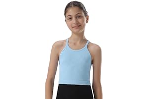 Attifall Girls Ribbed Crop Tank Top Pack Seamless Racerback Cami Tanks for Teen Girl Dance Athletic Cropped Tops