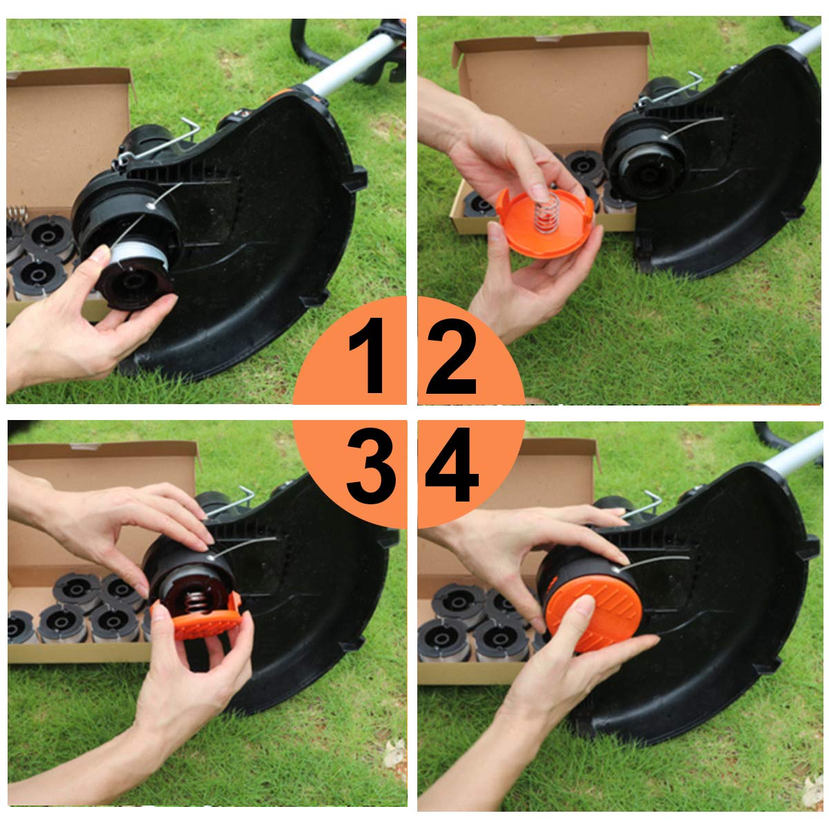 FARAER Replacement AF-100 Spool for Black and Decker Weed Eater with RC-100-P Spools Cap and Spring for AFS Trimmer,12 AF-100 Trimmer Spools,2 Spool Cap Cover,2 Spring