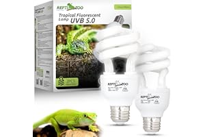 REPTI ZOO UVB Light for Tropical Reptile, 2 Pack 5.0 15W UVA UVB Reptile Light Bulb, UVB Lamp for Crested Gecko Leopard Gecko Frog Toad Snake Chameleon