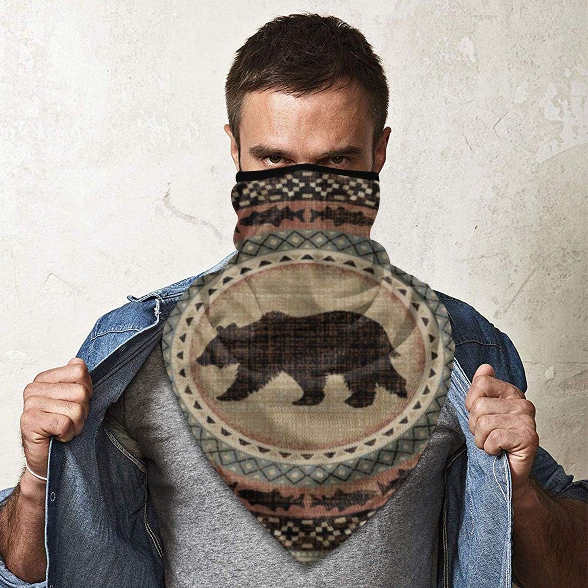 Pasamontañas para la cabeza, estilo rústico con diseño de oso de