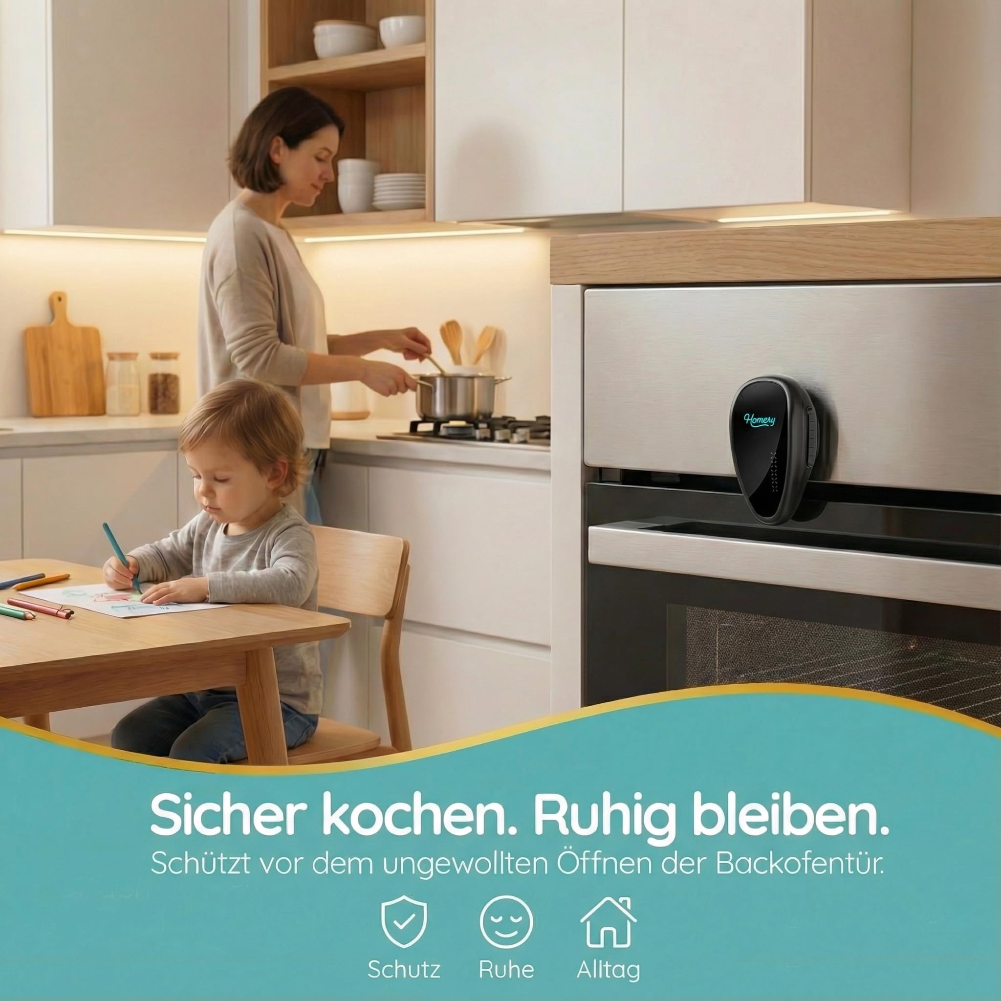 Backofen Kindersicherung [2 Stück] Ofen Kindersicherung Herd, hitzebeständige Backofentür Sicherung zum Kleben – Backofen Sicherung Baby, Herdschutz Kinder, rückstandslos entfernen 2