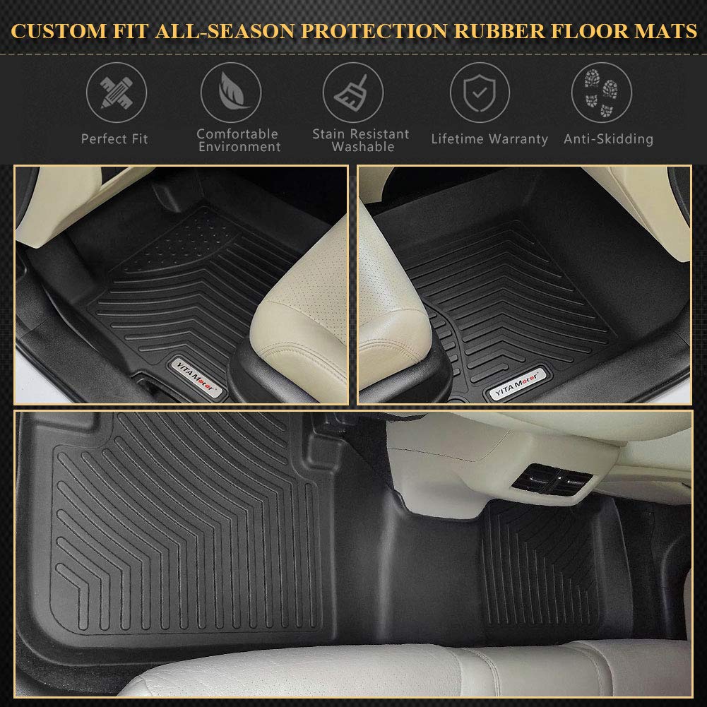 Interior Accessories 1st and 2nd Row Heavy Duty Rubber Custom fit Floor