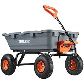 VEVOR 800lbs Poly Dump Garden Cart, Heavy Duty Yard Dump Cart Wagon, 4 Wheel Wheelbarrow with 10in Tires, 180&deg;Rotating Handle, Steel Frame and Quick Release System