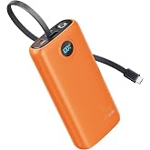 DIAMUAR Portable Charger 20000mAh 45W, Built in USB C Cable, 3W Flashlight | Fast Charging, Digital Display, 3 Ports, All-Day Power, Travel-Ready, for iPhone 17/16/15, Tablet, Laptop, Camping Essentials