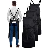 Cozypower 3 Pack Chef Cross Back Apron with Pockets for men Black Bib Aprons Crossback Chef Women Men Kitchen Supplies